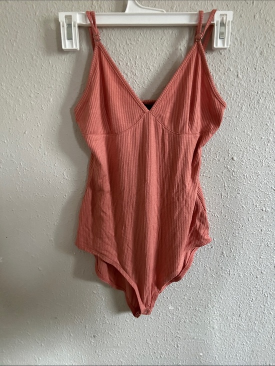 Forever 21 Tops - Forever 21 Ribbed V-Neck Cami Bodysuit in Coral